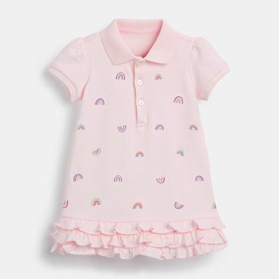 Novo Vestido de Verão Estilo Algodão Princesa Rosa para Meninas Manga Curta Infantil Vestidos 100% Algodão Uniformes de Jardim de Infância