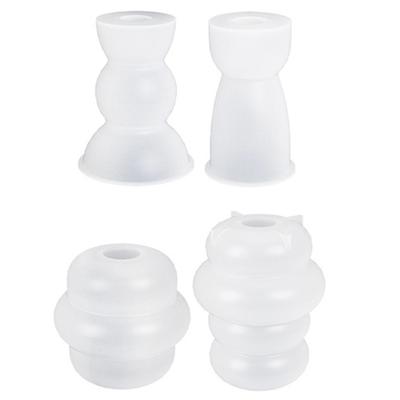 2 pezzi Stampo in silicone per portacandele conico Stampo per colate di candelieri rotondi 3D Ornamento Stampo in gesso e cemento Stampi in resina Decori
