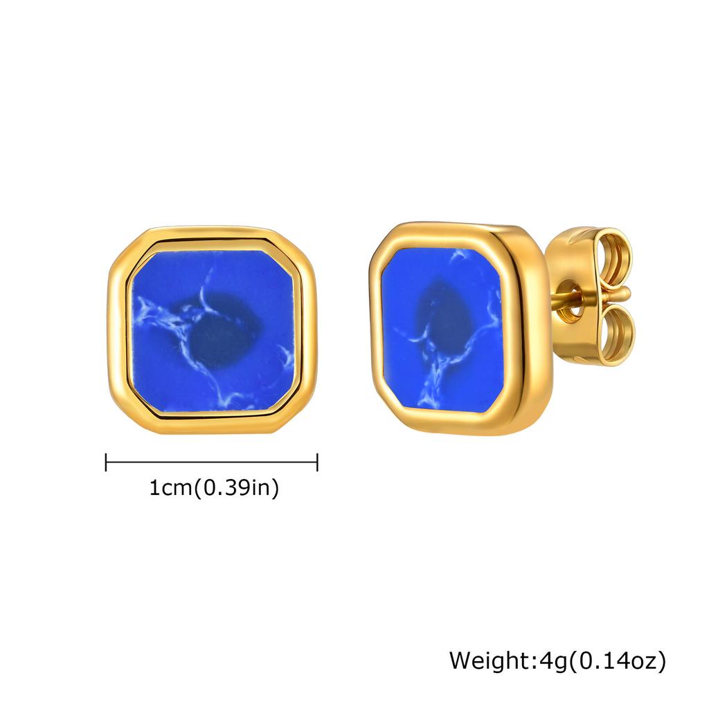 Trendy Natuursteen Oorbellen voor Mannen Jongens, Roestvrij Staal Anti-allergie Vierkante Stud Oorbellen, Unisex Piercing Sieraden Cadeau