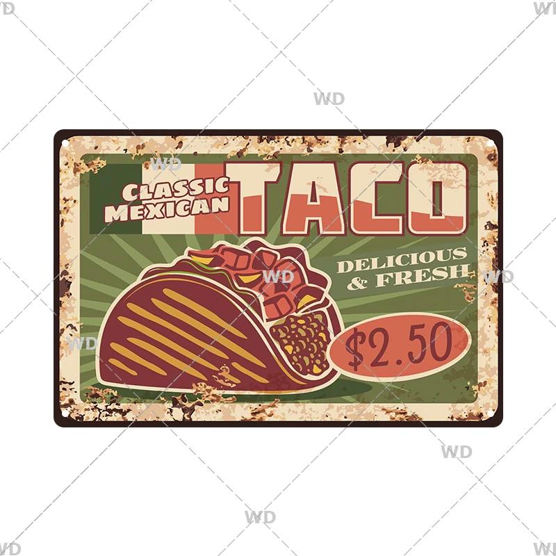 Panneau en étain pour hamburgers, frites, HotDogs, FastFood, Plaque métallique rétro Vintage, affiche en métal, Pizza BBQ pour décoration murale de cuisine