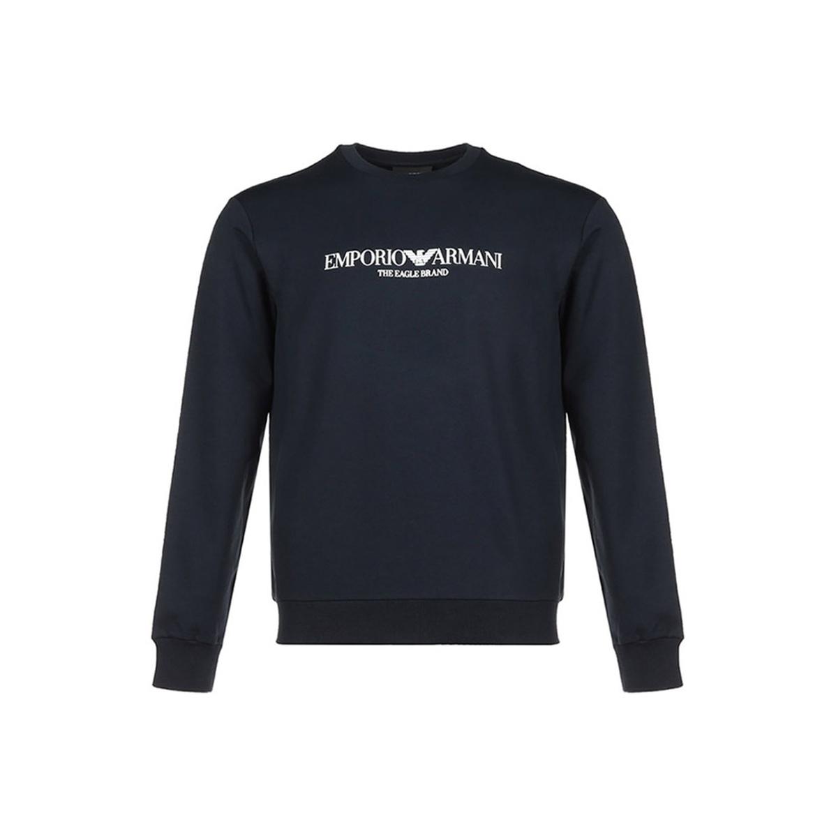 Emporio Armani Logo Pattern Round Neck Long Sleeve Sweatshirt Men sweatshirt Navy-Blue 8N1ME8-1J04Z-0922 S