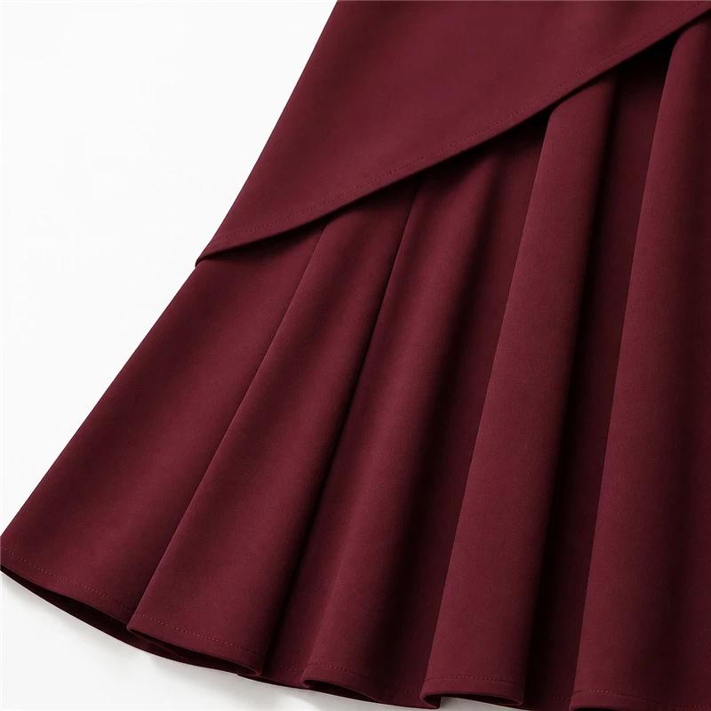 Women's High Waist Black Mermaid Skirt Spring Autumn Elegant Slim Fit Ruffle Hem Skirt