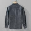 Men's Striped Cotton-Linen Shirt, Spring and Autumn Casual Comfortable Turn-Down Collar Loose Linen Long-Sleeve Versatile Shirt