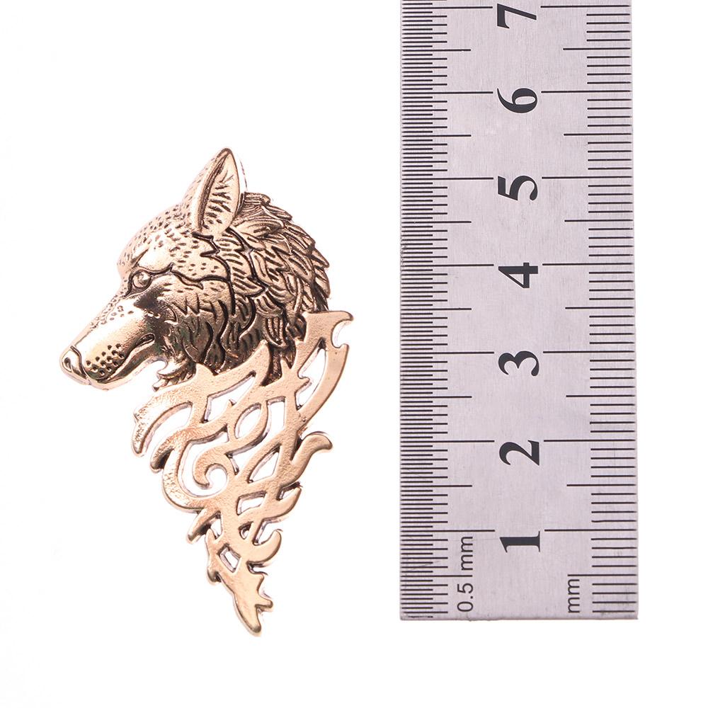 Men Nordic Retro Stick Black Bronze Viking Shirt Accessory Brooch Wolf Head Badge Lapel Pin
