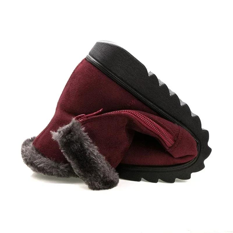 Fashion Zipper Design Winter Boots Women Warm Plush Snow Shoes Ladies Ankle Boots Comfort No-slip Loafers Designer Casual Flats