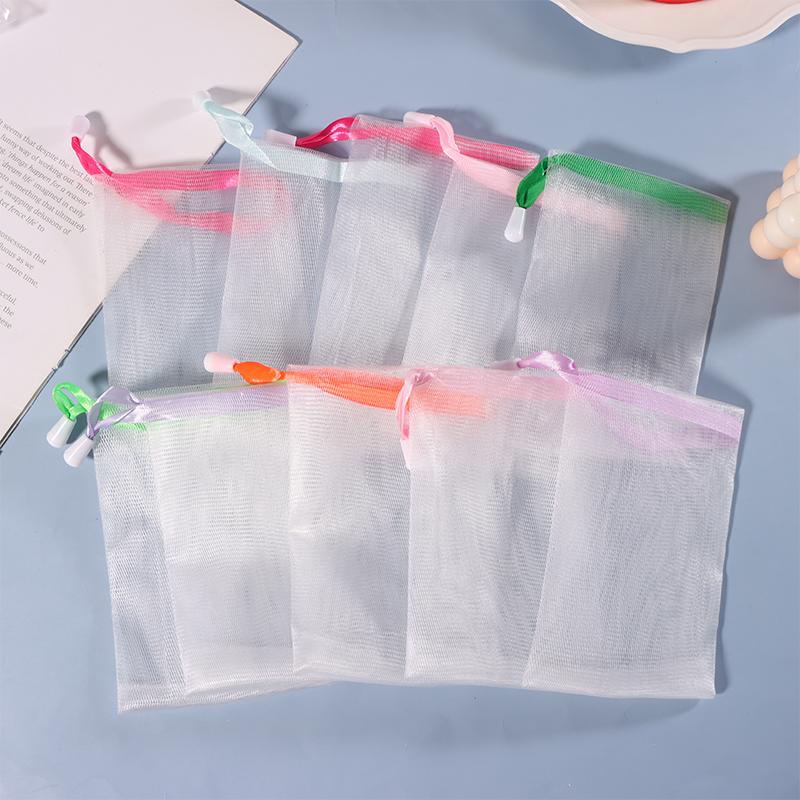 10Pcs Random 9X15Cm Hangable Soap Bags Bath Shower Gel Cleanser Mesh Bags Body Soap Cleanser Bubble Net Bags Cleaning Tools
