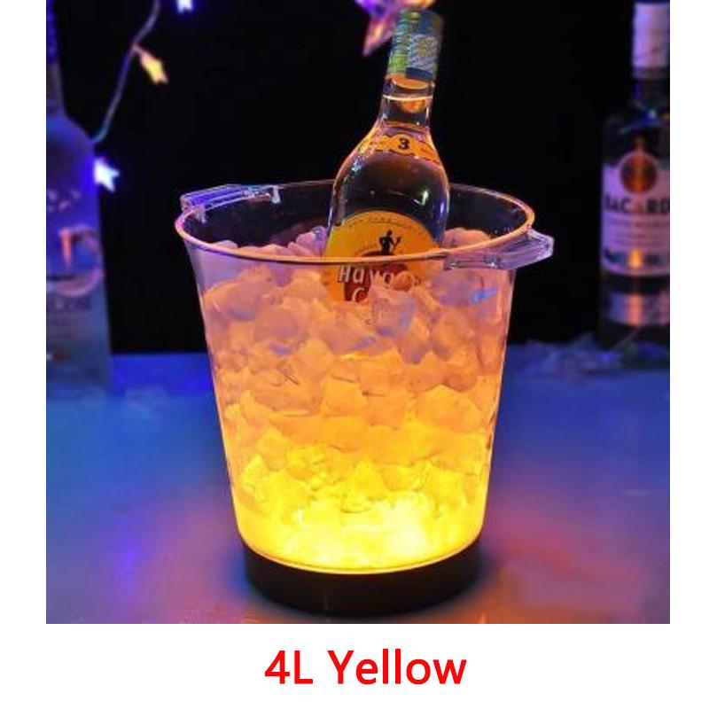 4L Ice Bucket LED Light Unbreakable PS/ABS Creative Bar Ktv Luminous Wine Rack Red Champagne Cocktail Iced Barrel