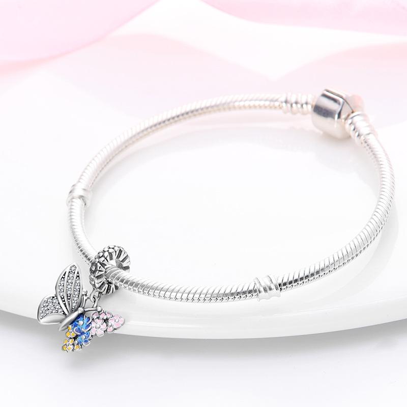 Pan Family Design Copper Silver Plated Airplane Luggage Butterfly Bag Beads Suitable For Pan Family Bracelet Diy