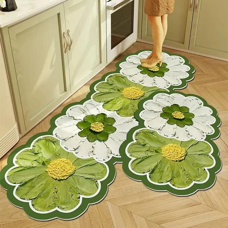 Vintage Kitchen Mat Anti-Slip Kitchen Rugs Long Carpet Absorbent Entrance Doormat Printed Kitchen Floor Mat Foot Pad