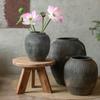 Wabi-Sabi Style Large Grey Ceramic Vase for Living Room Decor