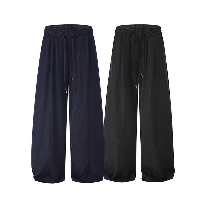 Summer Loose Large Size Casual Pants Harlan Straight Pants Men's Solid Color Thin Ice Silk Wide Leg Pants
