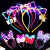 Luminous Rabbit & Cat Ear Headbands with Feather Clips - Perfect for Night Events & Gifts