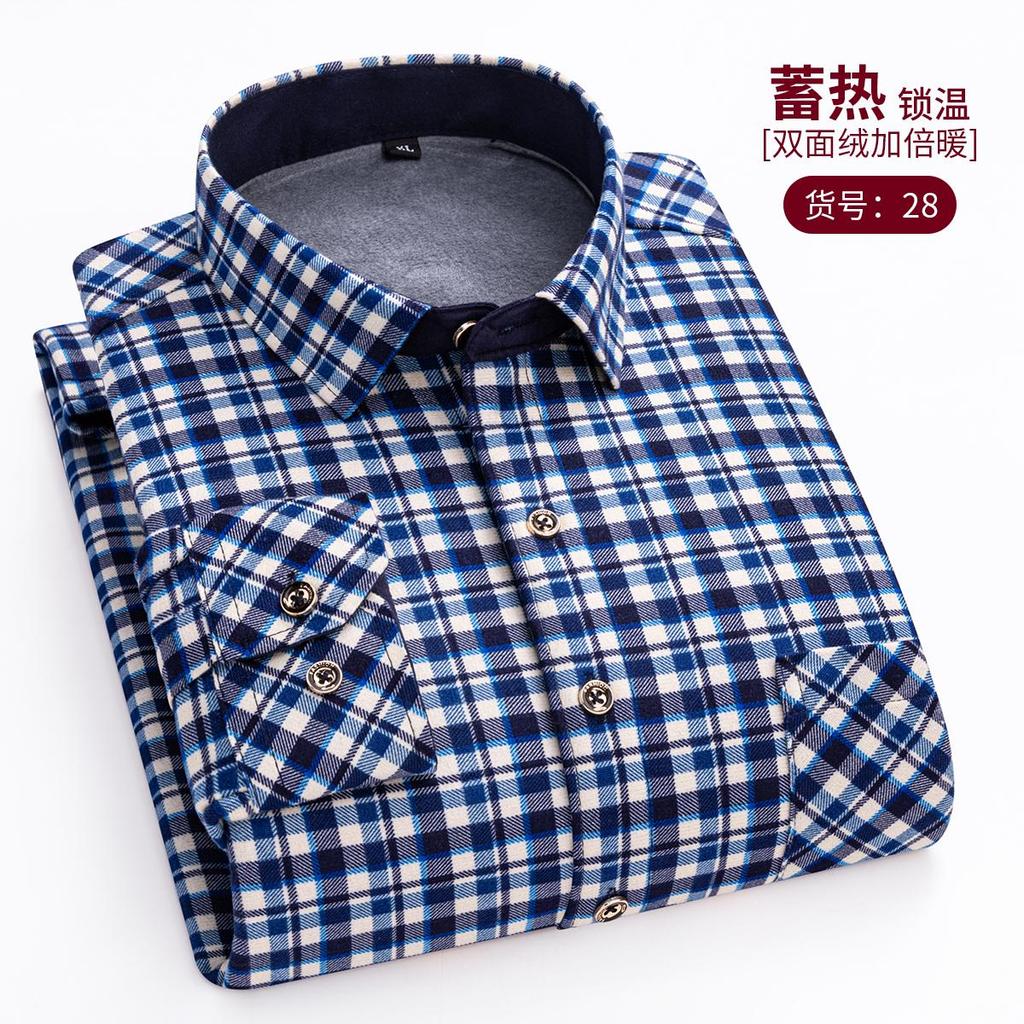 Moda Uomo Calde Camicie a Quadri a Maniche Lunghe Ispessite in Pile Doppio Lato Resistenti al Freddo Taglie Forti Casual Business Camicie a Quadri