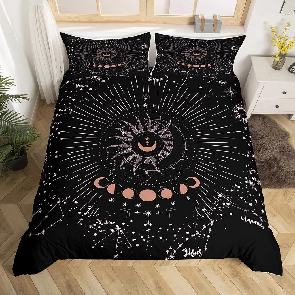 Sun And Moon Duvet Cover Set King Size Purple Liac Dream Catcher Star Bedding Set For Kids Children 2/3pcs Bohemia Quilt Cover