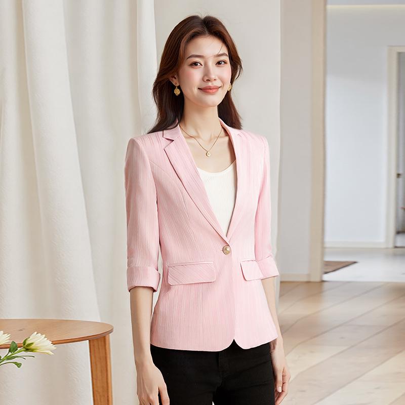 

Women s Petite Pink Seven-Sleeve Blazer - Slimming, Versatile Suit Jacket for Spring/Autumn 2025 XL