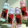 1PC Football Heart Pattern 750ml Color Plastic Sports Water Bottle Leakproof Flip Straw Lid Suitable for Sports Office Home Use