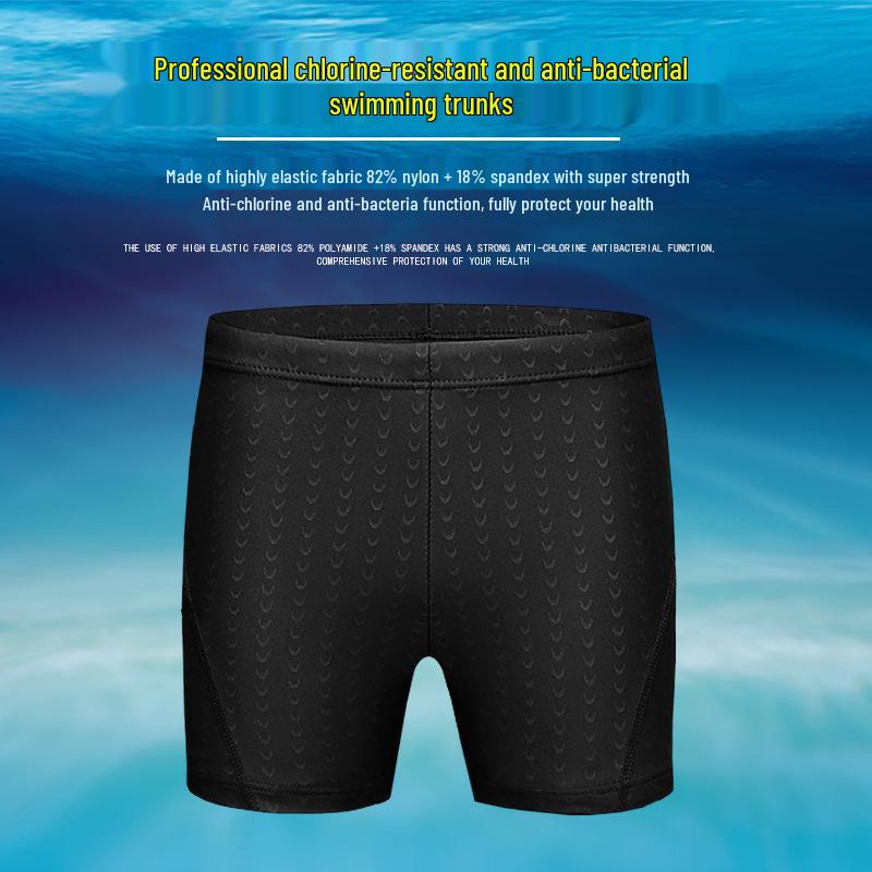 Men's Shark Skin Waterproof Swimming Trunks with Cap - Plus Size Available