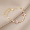 Luxury Colorful Zircon Flower Bracelet For Women Girls Korean Sweet Gold Color Crystal Adjustable Bracelet Jewelry Gift