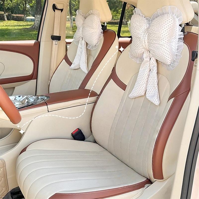 New car headrest waistrest lace polka dot car seat neck pillow cushion cute cushion