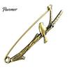 Bronze Safety Pin Vintage Pin, Large Feather Bird Leaf Flower Lapel Elegant Men Women Brooch for Coats, Jackets, Hats, Bags Durable Metal