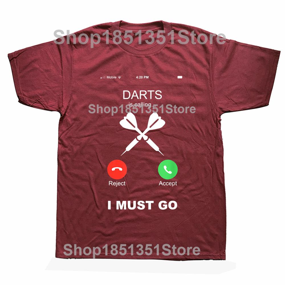 Funny Darts Is Calling T Shirts Graphic Cotton Streetwear Short Sleeve ONeck Harajuku Hip Hop Arrows Tshirt Mens Clothing