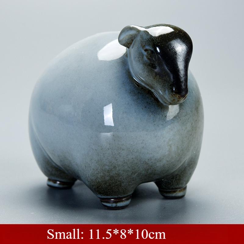 Y Ceramic Animal Sheep Family Ornaments Lucky Gift for New House Home Living Room Porch Office TV Cabinet Desktop Art Decoration