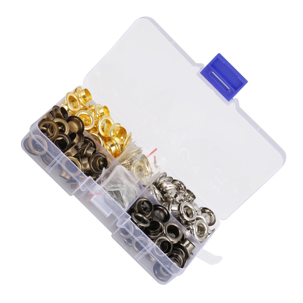 140sets Box 8mm Brass Eyelet Grommet Set Craft Clothes Accessories