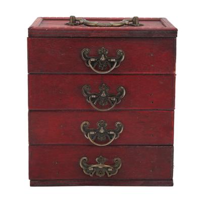 Caixa de Joias de Madeira Vintage 4 Gavetas Grande Capacidade Organizador de Joias Retrô Estojo para Casa Cafeteria Vitrine