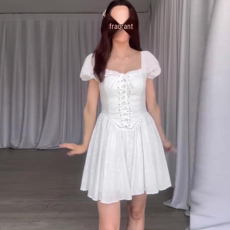 2024 European & American Summer Waist-Slimming French Tea Break Dress