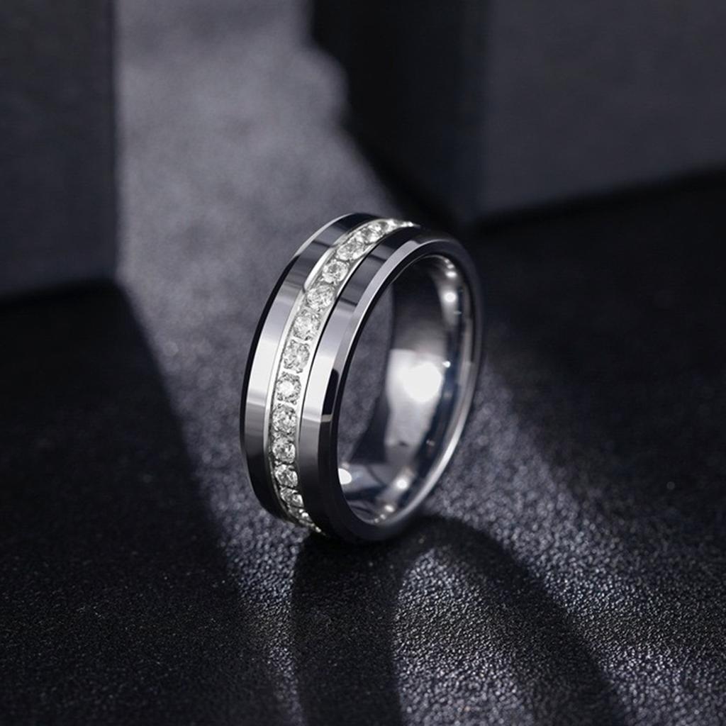 Fashion Couple Rings Exquisite Women Rhinestones Zirconia Rings Set Simple Men Stainless Steel CZ Stone Rings Wedding Jewelry