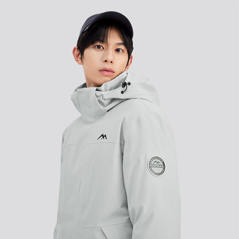 Skechers Magic Cube Series 3 In 1 Down Insulation Warm Windproof Waterproof Wear Resistant Jacket Men Jacket Moon-Gray L424M143-00MV