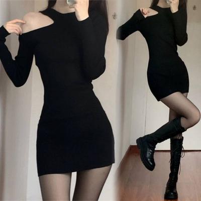 Vestido Off-shoulder Puro e Astuto para Mulheres na Primavera e Verão Use Pequeno Alto Justo Saia Slim Embalagem de Quadril Saia de Menina Quente