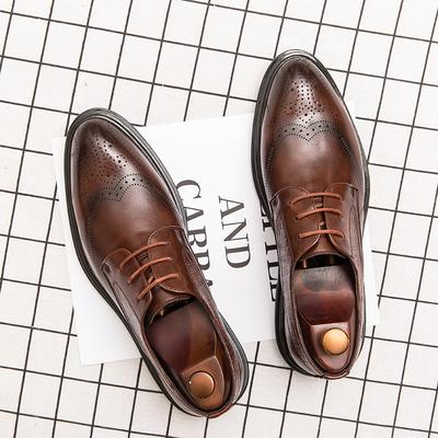 Fashion Gentleman Fashion Wedding Derby Italian Brogue Man Formal Designer Oxfords Dress Business Casual Leather Shoes for Men Loafers