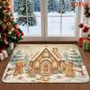 1pc Gingerbread House Winter Wonderland Doormat Suitable for Front Door, Entryway with Gingerbread House, Machine Washable Soft Warm Floor Mat Suitabl