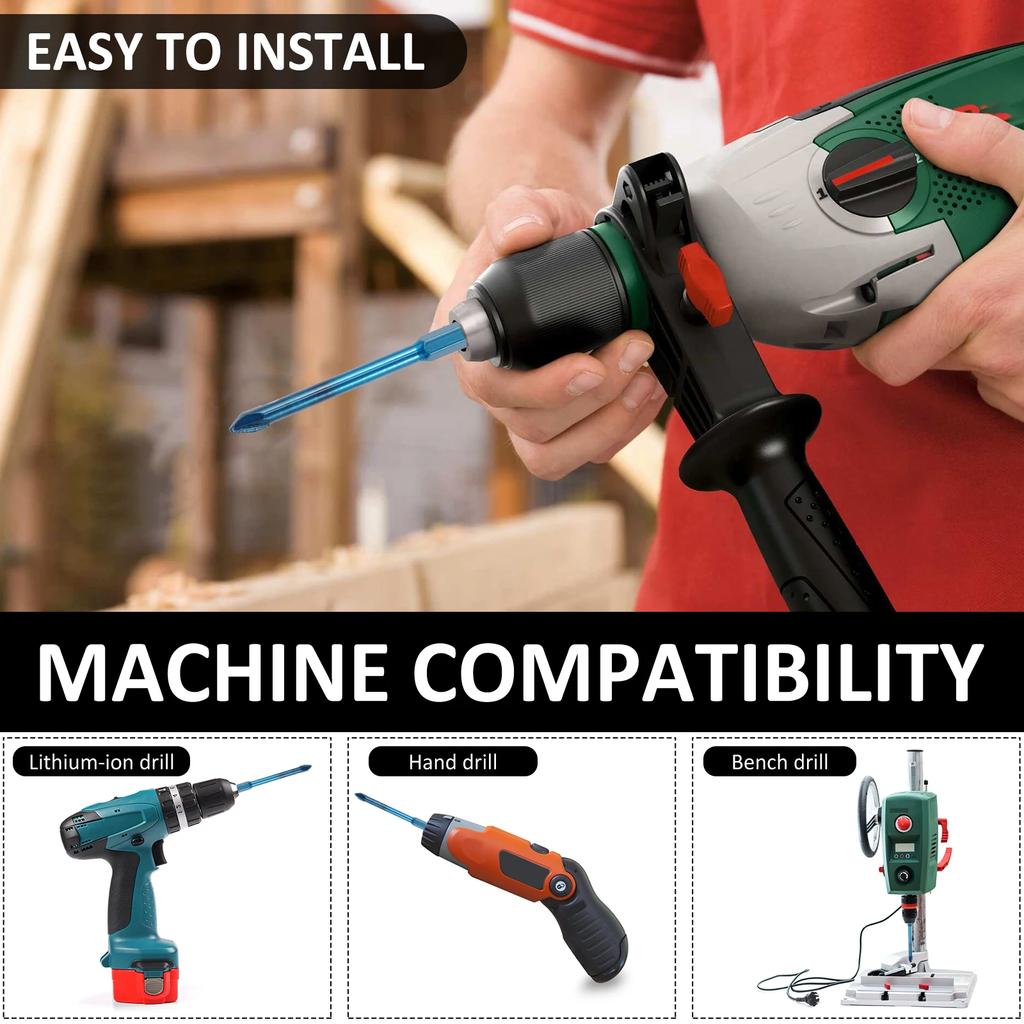 8Pcs Crooked Tip Eccentric Drill Bit Set Tilted Eccentric Drill 1/4inch 5/16inch 3/8inch 1/2inch Alloy Eccentric Drill Set