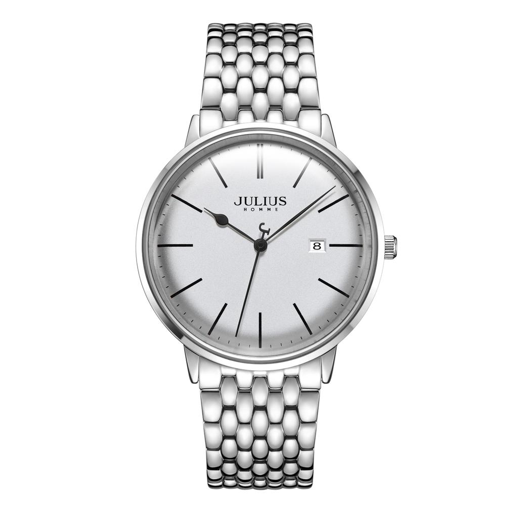 Jyullieoseu Jah-130 Classic Style Date Men'S Leather & Metal Watch