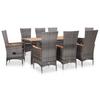 Day and Night - Day and Night Garden Dining Set 9 Pieces and Gray Synthetic Rattan Cushions
