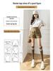 2026 Summer American Retro High Waist Wide Leg Cargo Denim Shorts for Women