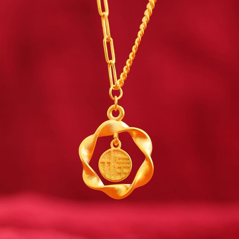 Twisted Lucky Character Hollow Out Fashionable Women s Flower Geometric Hexagonal Necklace Pendant 60CM(Necklace Long)