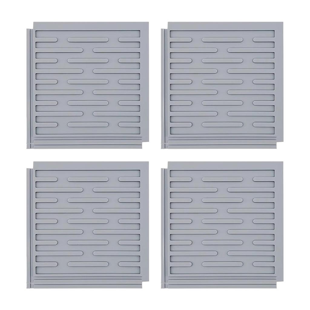 Interlocking Silicone Dish Drying Mat 4Pcs Countertop Waterproof Non-Slip Drain Tray for Kitchen