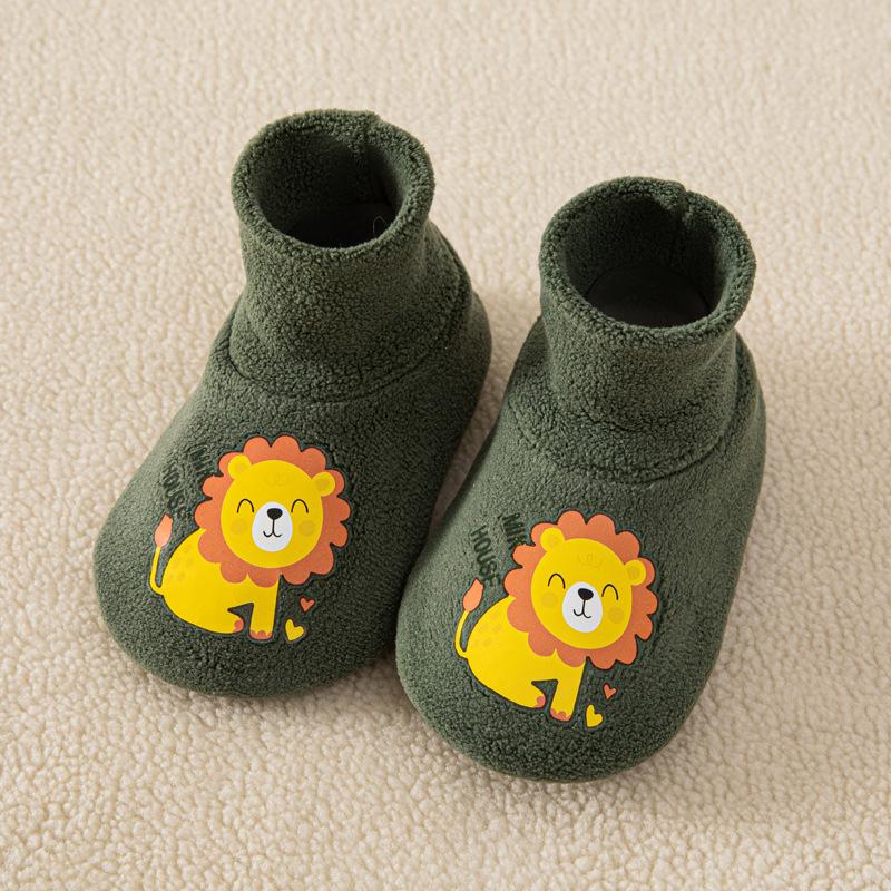 

Детские напольные носки, Противоскользящие носки-чехлы для детей Осенью и Зимой, Толстоподошвенные до середины икры Детские носки для ходьбы XL зелёный