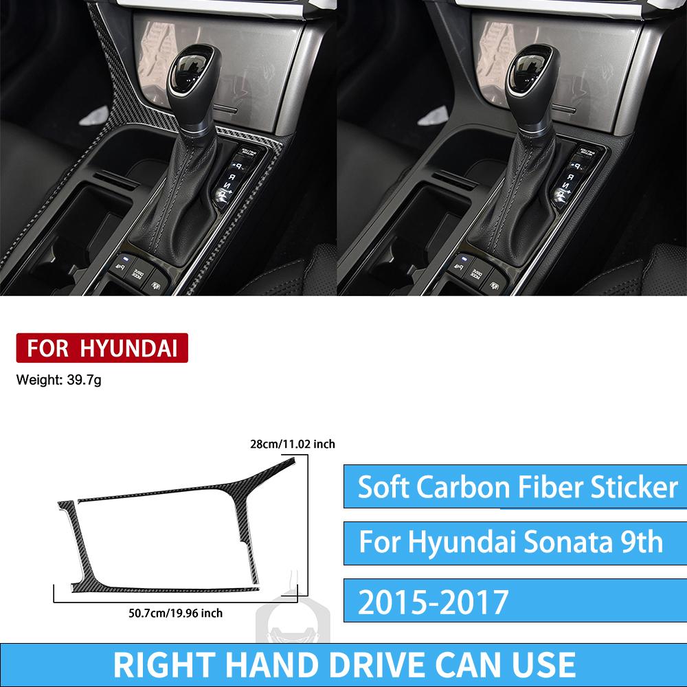 For Hyundai Sonata 9 2015 2016 2017 Gear Box Trim Real Carbon Fiber Sticker Car Interior Accessories