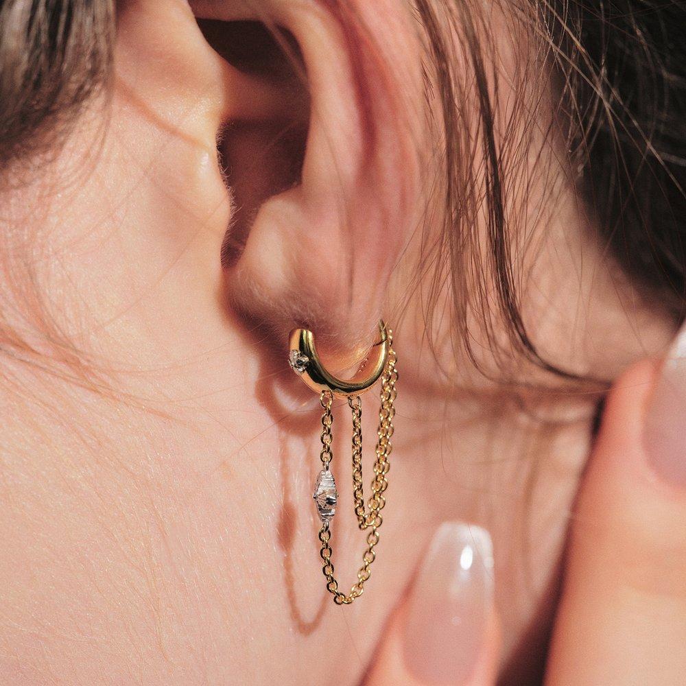 Epoch Drop Chain Hoop Earrings_Gold