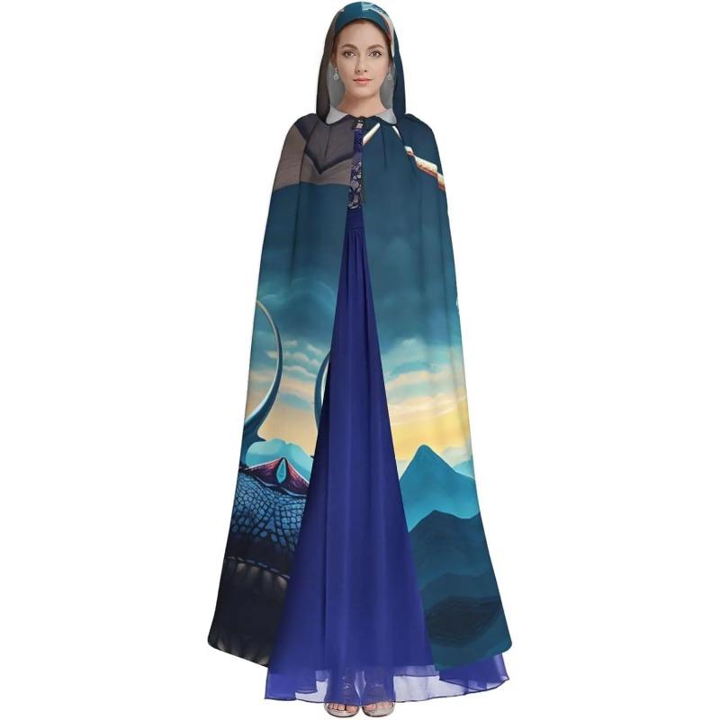 Roaring Dragon Prints Hooded Cloak for Halloween, Role-playing, and Costume Parties - Comfortable and Durable Unisex