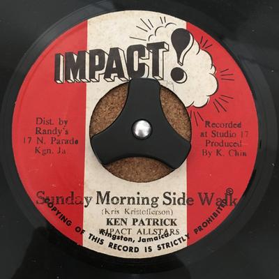 7inch Record KENTRICK PATRICK IMPACT ALL STARS  Sunday Morning Side Walk NONE Impact 1971 Jamaica Reggae Ska  Dub Used