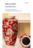 Red New Year Ceramic Vase - Chinese Desktop Ornament for Flowers