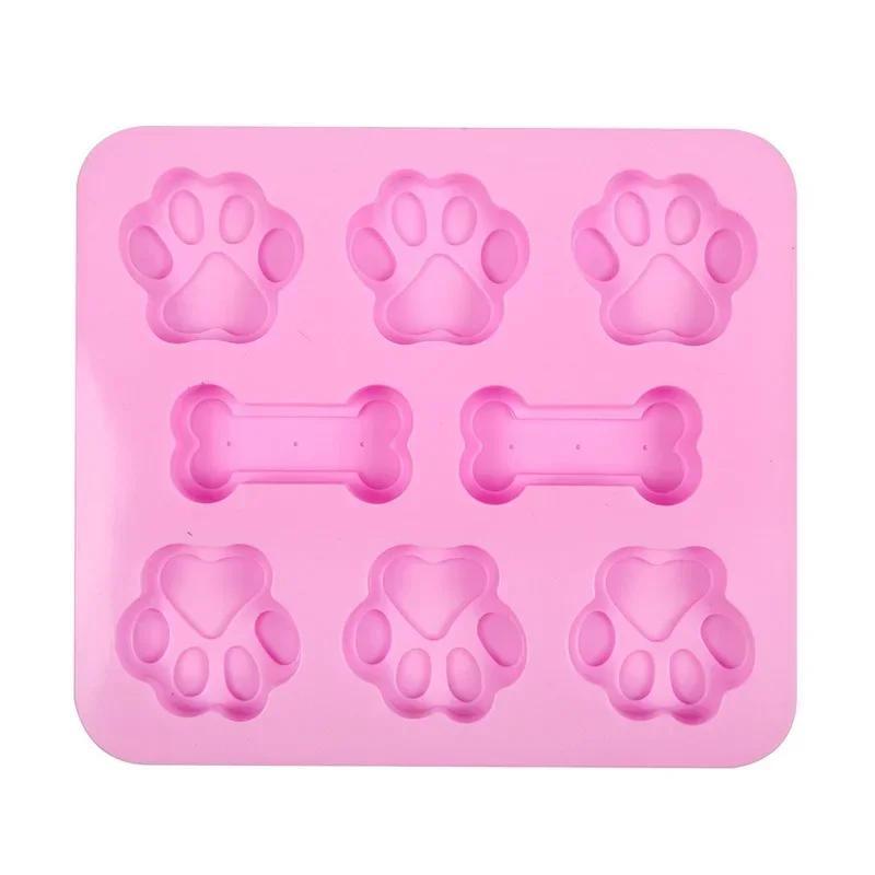 Cute Dog Creative Handmade Footprint Silicone Mold Cake Molds Bone Cookie Cutter Fondant DIY Silicone Bakeware Molds Accessories