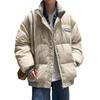 Men's Retro Corduroy Stand Collar Jacket, Autumn/Winter, Thickened with Letter Patch, Color Melange, Cotton Padded Outerwear.