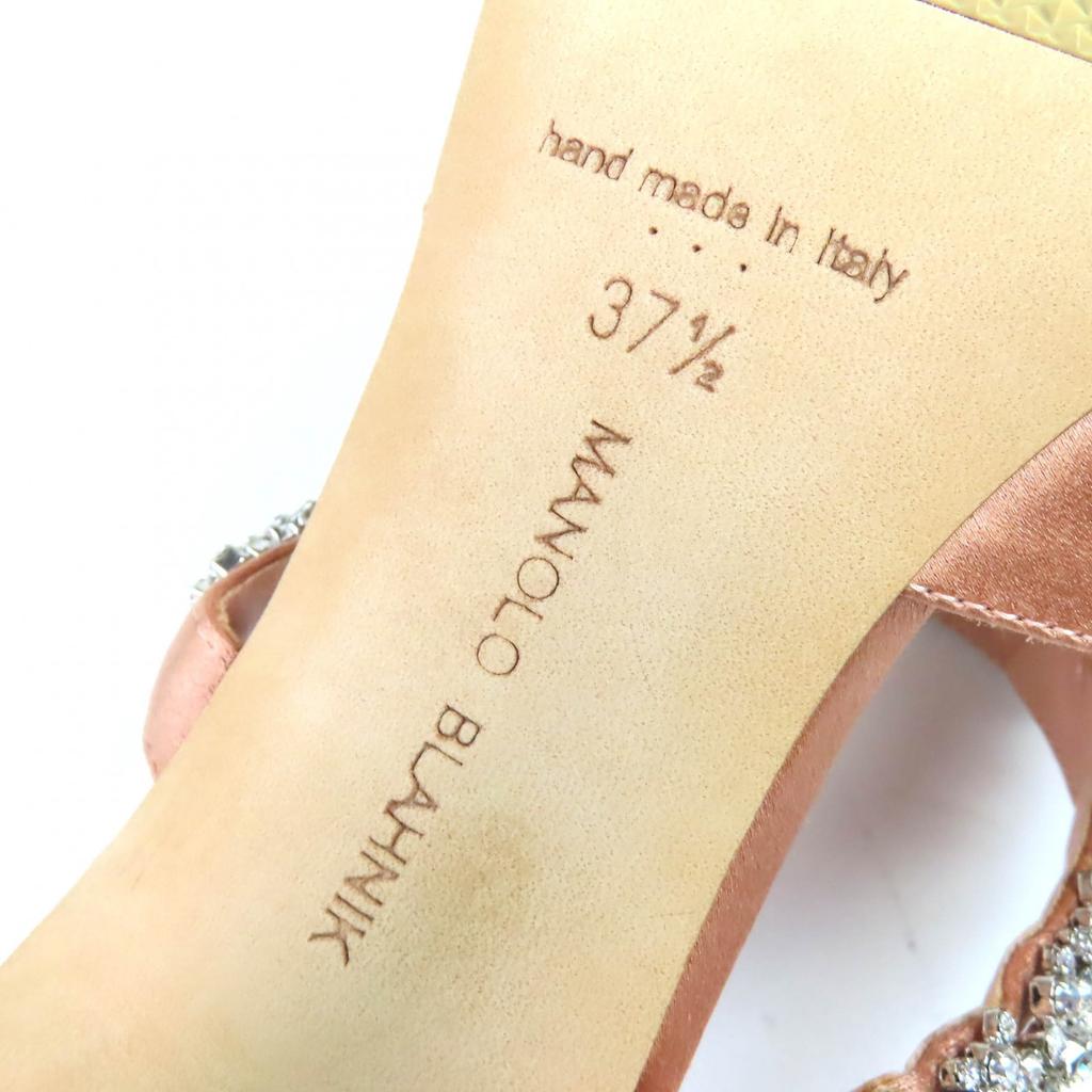 Excellent MANOLO BLAHNIK Mule VEDADAMU Crystal Jewel Trim Pointed Toe Satin 37.5 Used