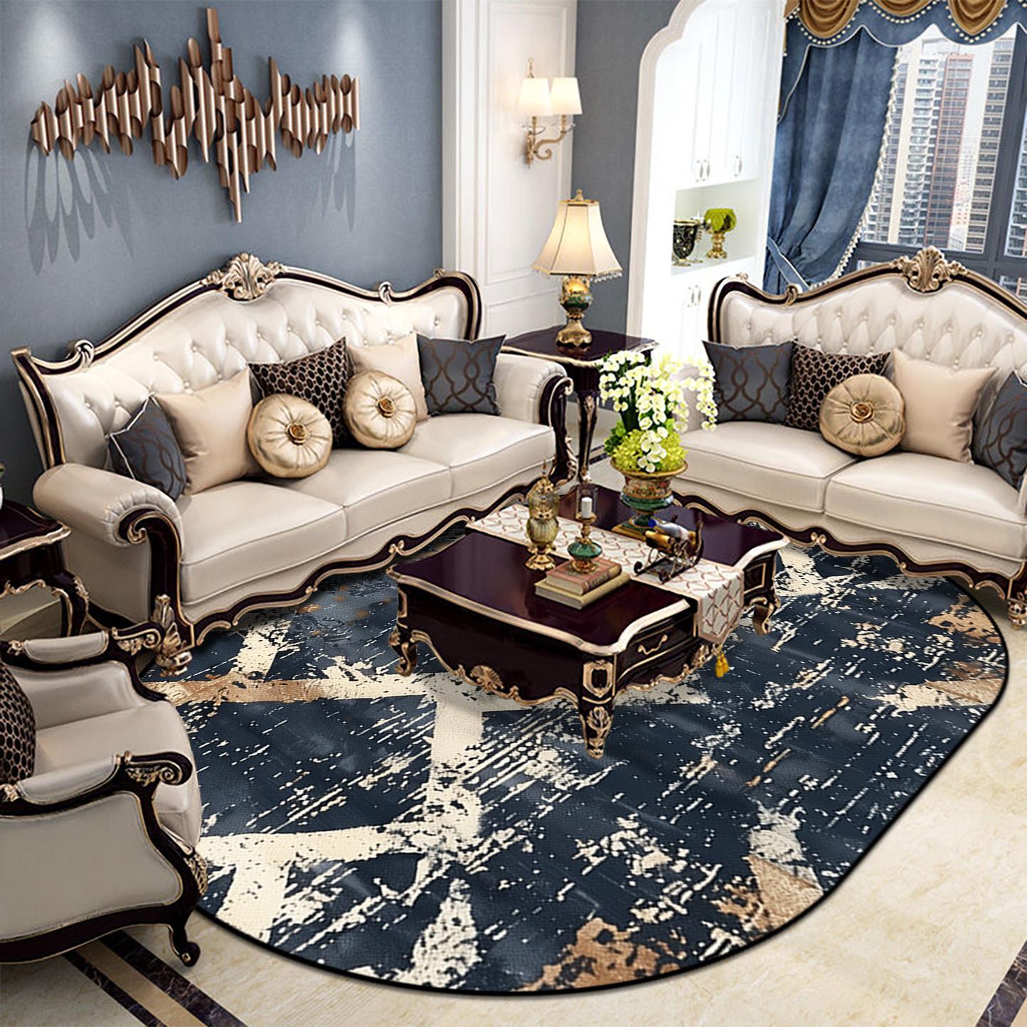 

Nordic Abstract Oval Large Carpet for Living Room Light Luxury Decoration Sofa Area Rugs Home Bedroom Customizable Non-slip Mats 60x90cm